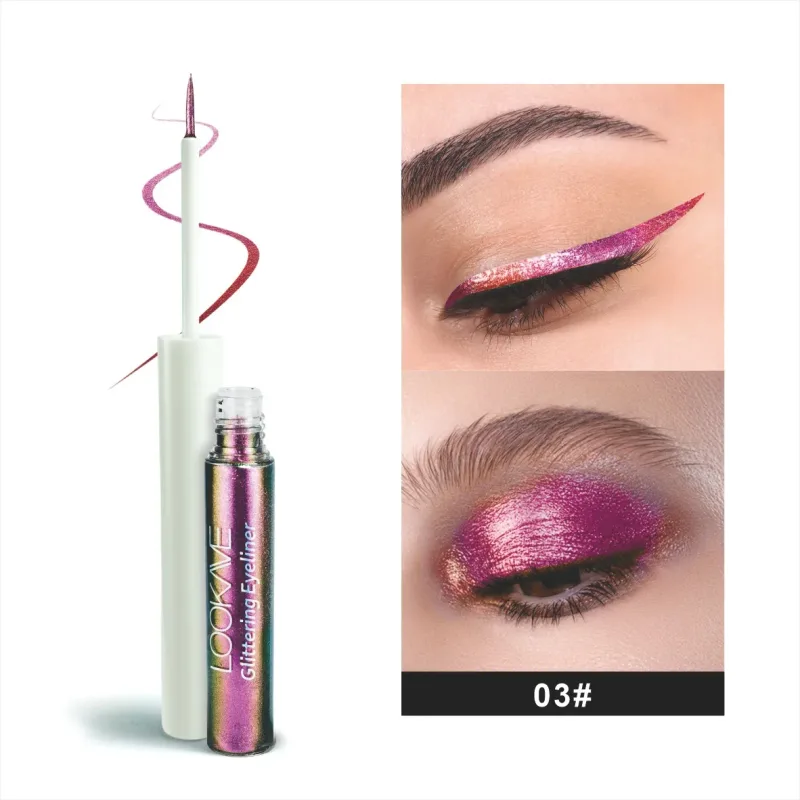 Shiny Chameleon Green Liquid Eyeliner Metallic Eyeshadow Multicolor Eye Liner Pearlescent Polarized Glitter Eye Pigment Makeup