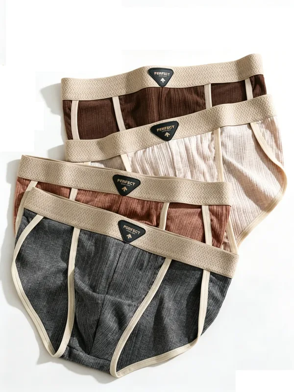 4 pezzi / set slip in cotone da uomo alla moda U sacchetto convesso intimo morbido e traspirante mutandine a triangolo a vita media Plus Size L-4XL
