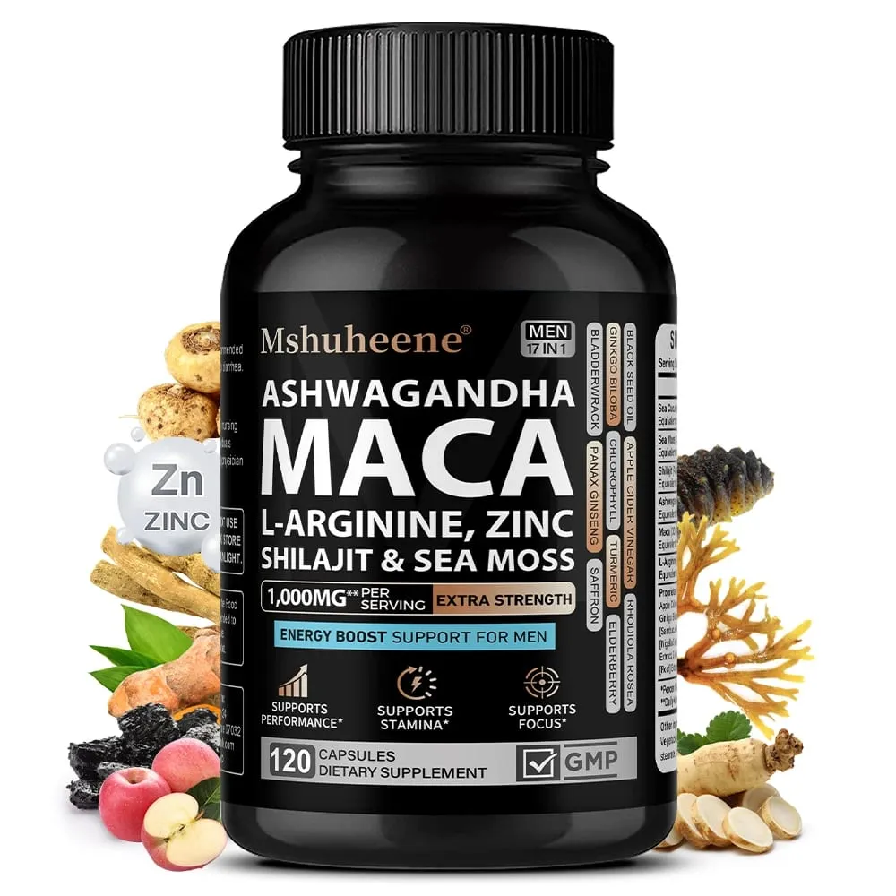 Zlepšující směs doplňků - L-arginin + Maca + Ashwagandha Výdrž Růst svalů Funkce cév Krevní oběh — image 1