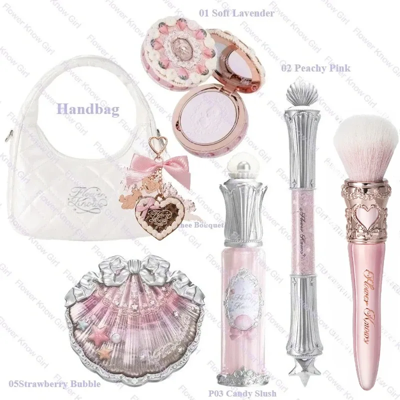 Makeup Flower Knows Shell's Jewel Mermaid Glow Set Eyeshadow Palette Blush Lip Gloss Makeup Bag Matte Glow Shimmer Primer Kit — image 14