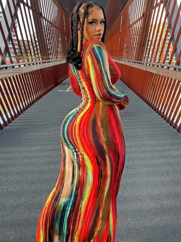 Spring And Summer Dresses For Women Chest Wrap Printed Off Shoulder Bandage Slim Sexy Long Dress 2023 New Fashion party MsChuh — image 8