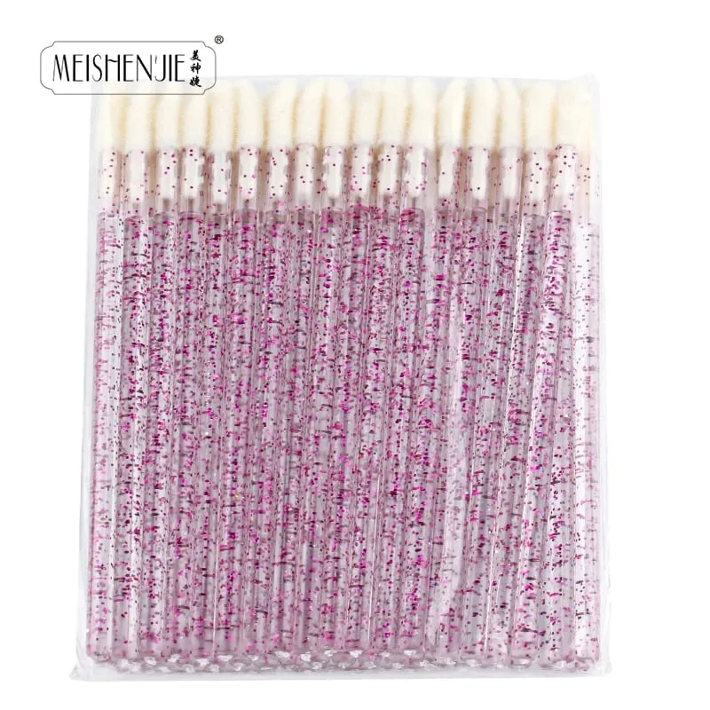 50 Pcs Lip Brush Crystal Eyelash Extension Brushes Mascara Applicator Lipstick Wands Set Women MakeUp Brushes Tools — image 3