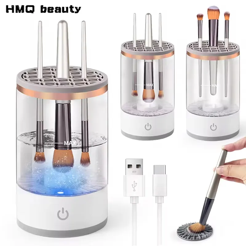 Pembersih Berus Solek USB Mudah Alih 3 Dalam 1 Berus Kosmetik Elektrik Alat Pengering Pembersih Cuci Automatik Pembersih Solek Untuk Wanita — image 1
