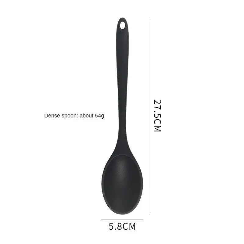 8ps Household black Silicone kitchenware 8-piece set of Chinese spaghetti spoon salad spaghetti spaghetti spaghetti，Rice spoon，