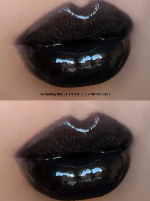 Hyntoor Black Lipgloss Glitter Gothic Lipstick Dual Color Set Matte Silver Nourishing Dark Satin Metalic Daily Smoky Effect — image 2