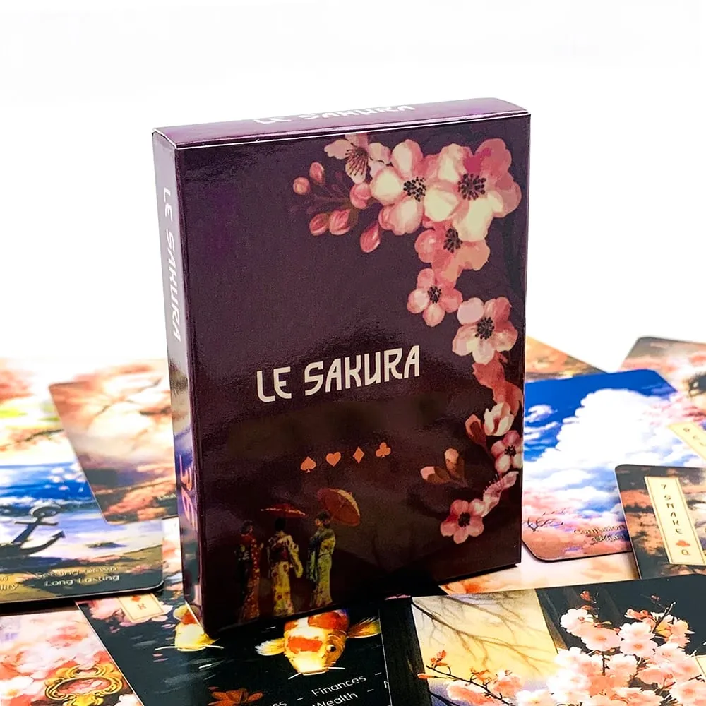 Nová karetní hra Le Sakura 36 karet Cherry Blossoms Stylové a kompaktní Zahrnuje průvodce Ideální pro duchovní cvičení na cestách — image 1