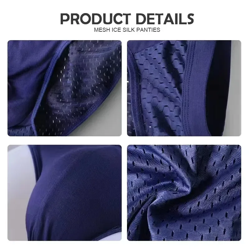 1/4 PCS Men Underwear Male Thin Breathable Triangle Panties for Men's Ice Silk Briefs Mesh Sexy Square Corner Pants for Shorts — image 3