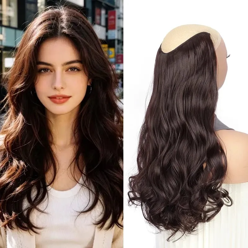 Extensión de cabello sintético rizado largo para mujer, postizo Invisible Natural con volumen de fibras resistentes al calor, 24 pulgadas, uso diario — image 10