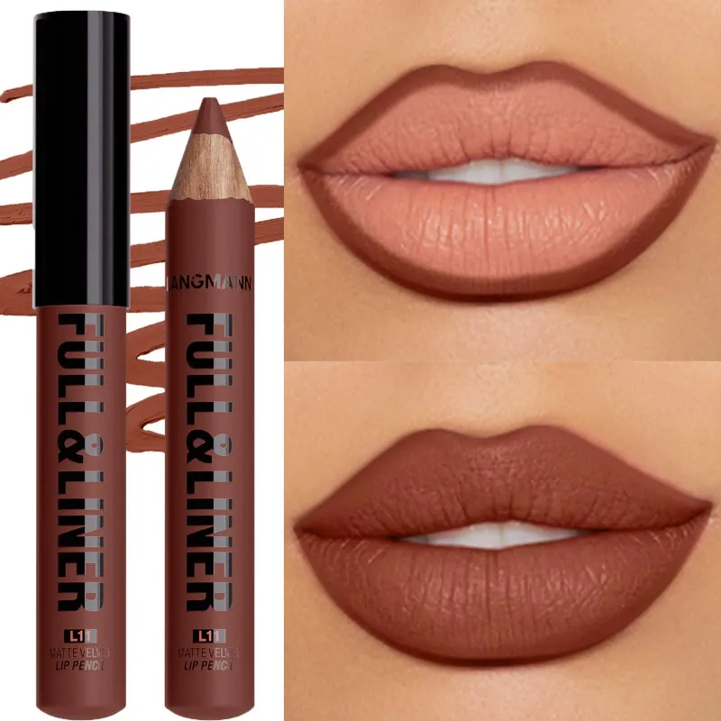 Waterproof Matte Lipliner Pencil Brown Contour Tint Lipstick Pen Long Lasting 12 Color Wooden Lip Liner Pencil Full-lip Makeup — image 11