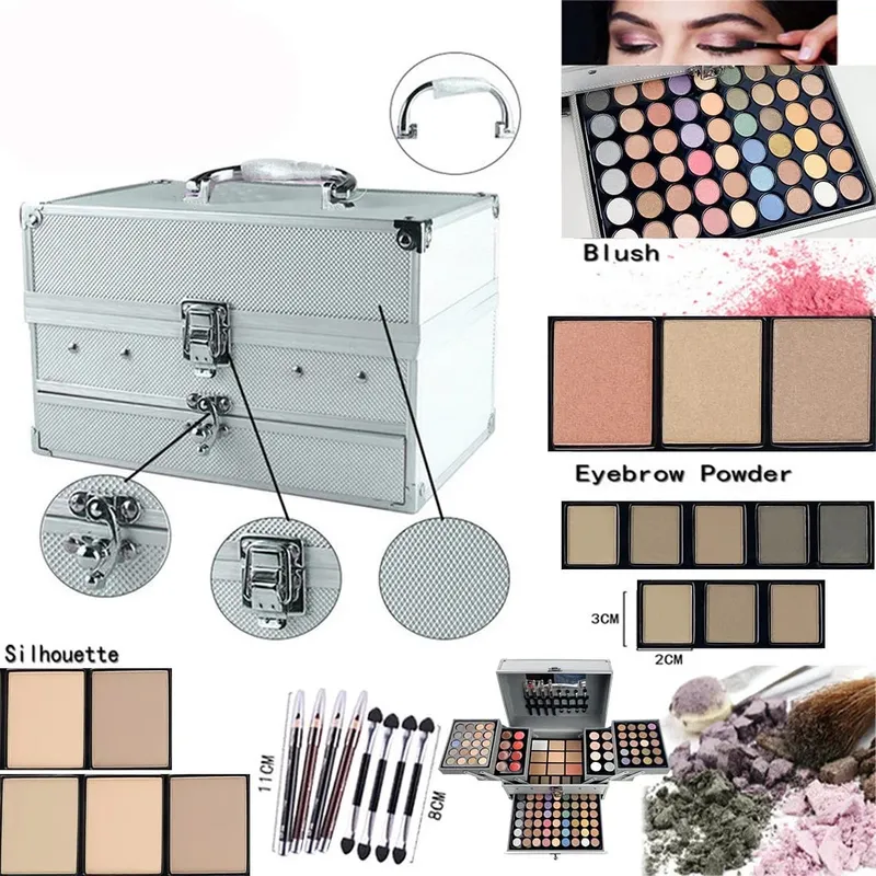 Professional Beauty Cosmetic Kit Lipsticks Lip Liner Face Powder Contour Shades Concealers Combination Makeup Set Gift For Women — image 3