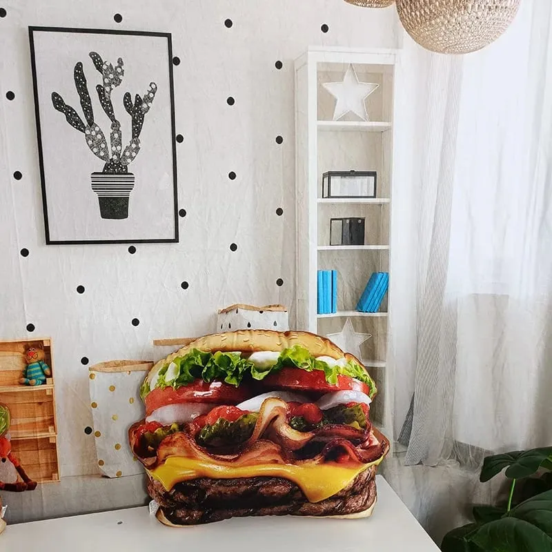 Travesseiro de hambúrguer de pelúcia realista, brinquedo de simulação, travesseiro de lance de hambúrguer de fast food com cobertor, almofada 2 em 1 — image 15