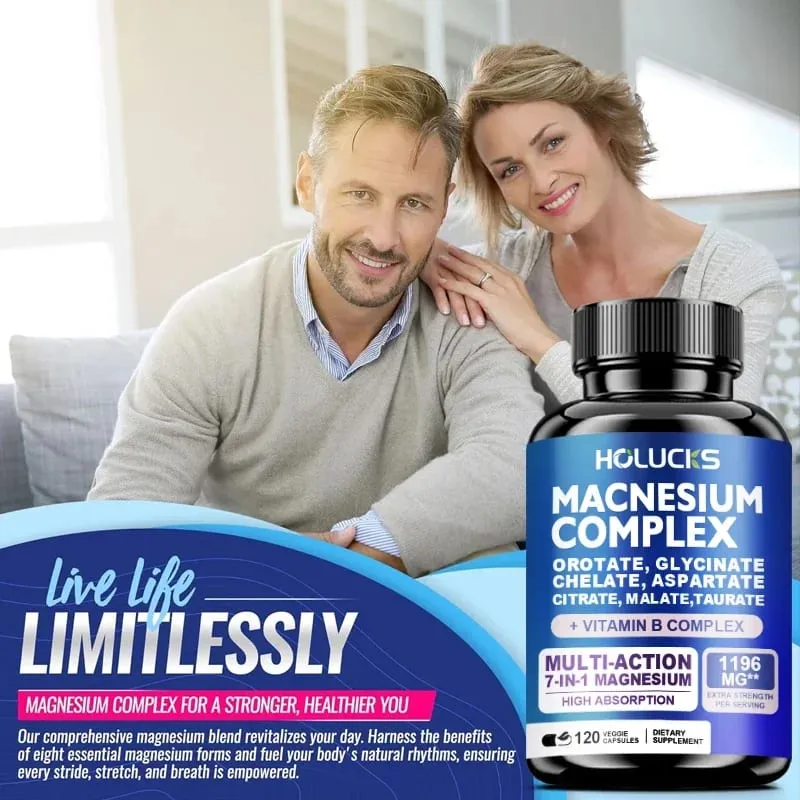Magnesium Complex 1000mg Suplemen dengan Vitamin C E B1 B2 B6 B12 Chelated Magnesium Glycinate Malate Taurate &Citrate — image 6