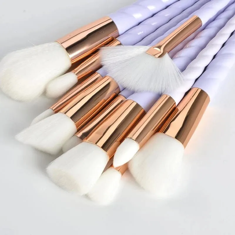 10pcs Unicorn Makeup Brushes With Colorful Bristles Handles Fantasy Makeup Brush Set Foundation Eyeshadow Unicorn Brush Kit — image 4
