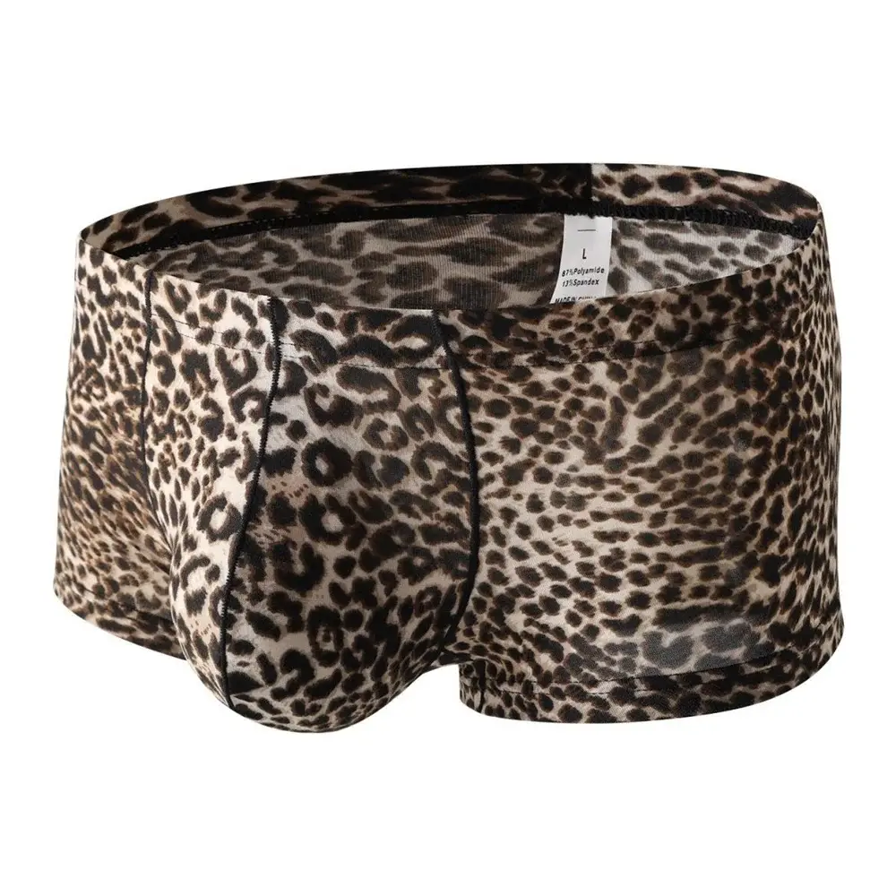 Heiße Männer Niedrige Taille Sexy Leopardenmuster Boxershorts Bequeme Sommer Dünne Männliche Stamm Unterwäsche Plus Größe — image 7