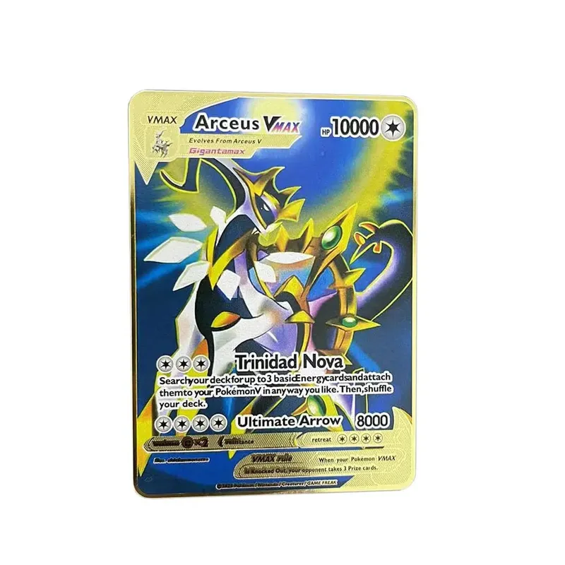 2025 NEW Pokemon Metal Card 10000 Points Arceus Charizard Super Card Golden English Mewtwo Vmax GX EX Anime Collection Cards Gif — image 20