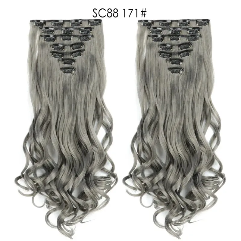 7pcs/Set Long Straight Hair Extension 16 Clips High Tempreture 22inch Synthetic Hairpiece Clip in Red Hair Extensions for Women — image 26