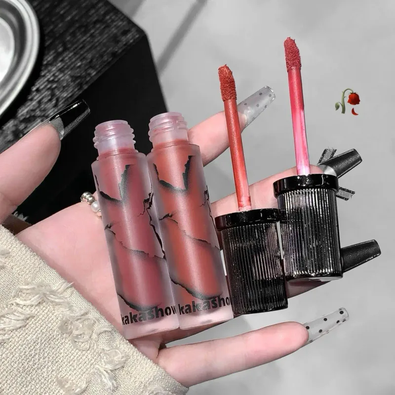 Mármore fosco labial lama veludo macio nevoeiro matiz labial de longa duração antiaderente copo cosméticos labiais