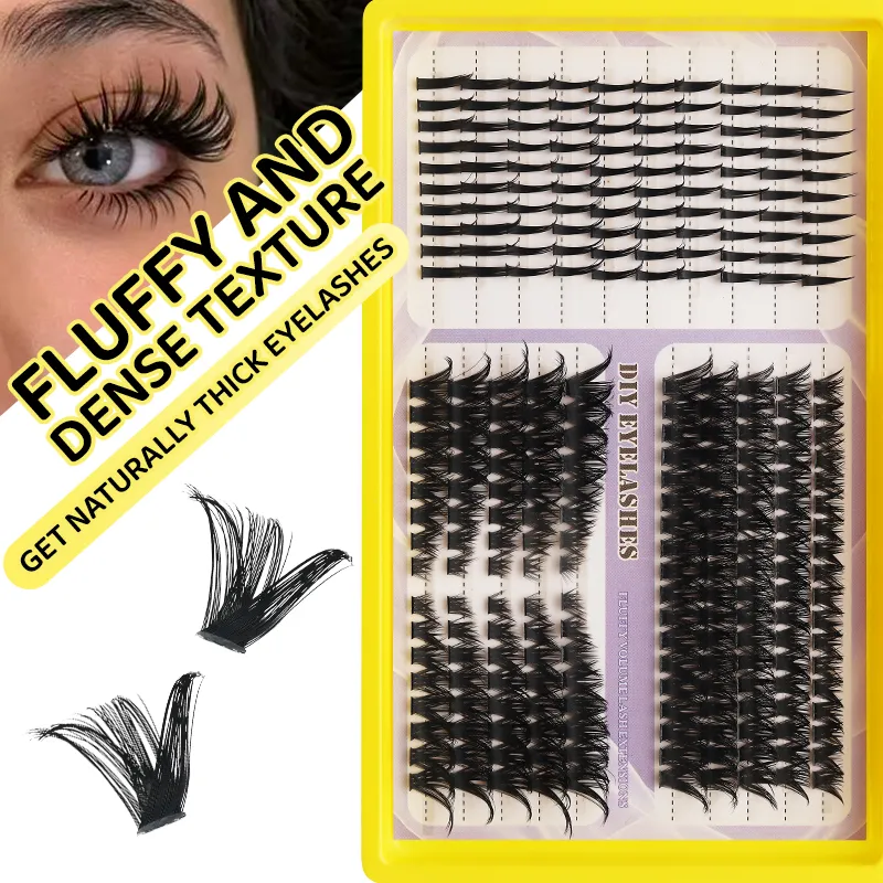 Fluffy Mixed DIY Cluster Lash Extensions 20 Rows Volume Individual Lashes Dramatic D Curl Thick Cluster Eyelashes — image 6