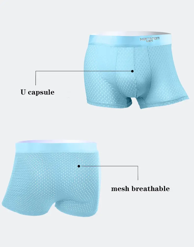 5pcs Men's Boxer Shorts Ice Silk Underwear Plus Size Underpants Cool Breathable Sexy Slim Panties Mesh Lingerie Wholesale Lots 3256809239733736 — image 2