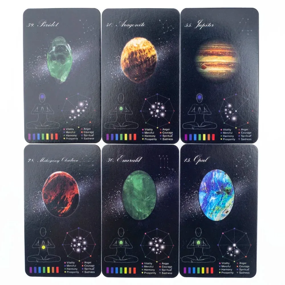 Crystals Healing Cards 60-Card Deck with Crystal Zodiac and Oracle Cards for Fate Divination Prophecy Family Party Board Games — image 5