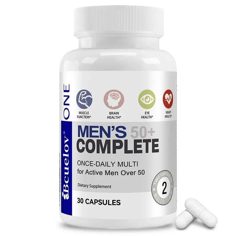 Men's 50+ Daily Super Multivitamin High Potency Formula for Brain Eye & Heart Health Vitamins A C D E K B1 to B12 Gluten Free — image 9