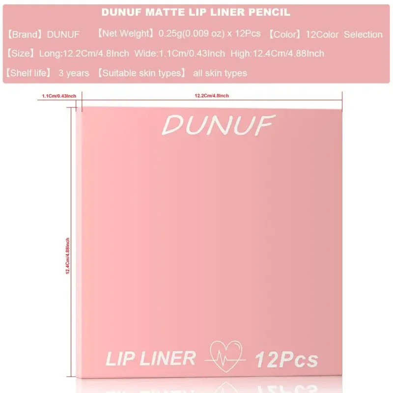 12 Color Matte Lip Liner Pencil Set Waterproof Smudge Proof Long Lasting Vegan Cruelty Free Lipstick Makeup Kit — image 6