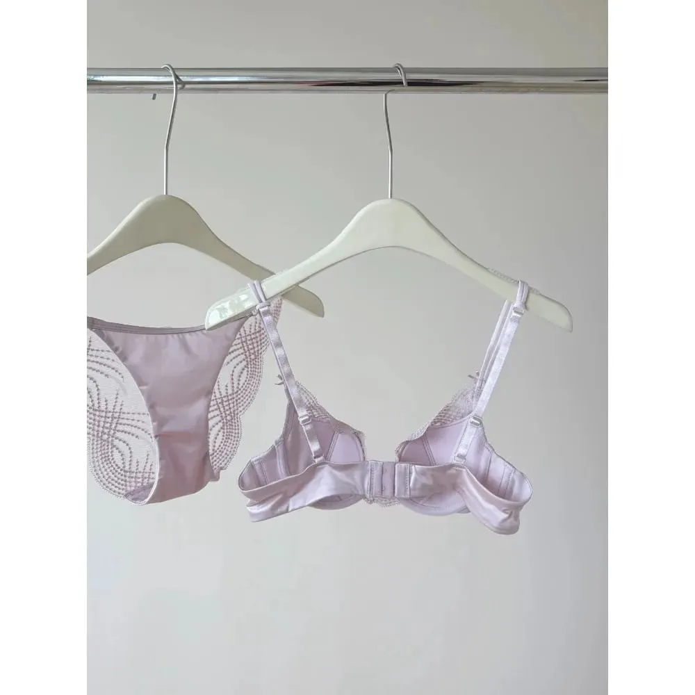 Meia xícara conjunto de lingerie feminina copo fino push up macio underwire sutiã calcinha pequeno peito reunir apoio lateral anti sag roupa interior 32-38 — image 5