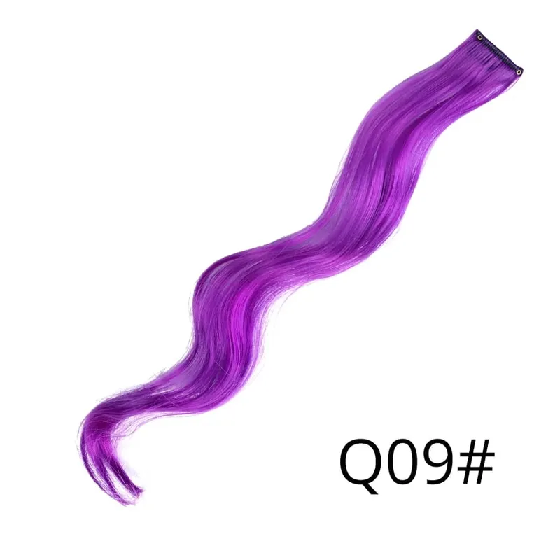 Synthetic Leeons Clip In one Pieces Hair Extensions Heat Resistant Hairpieces Rainbow Ombre Hair Extensions Fake Long Hair Women