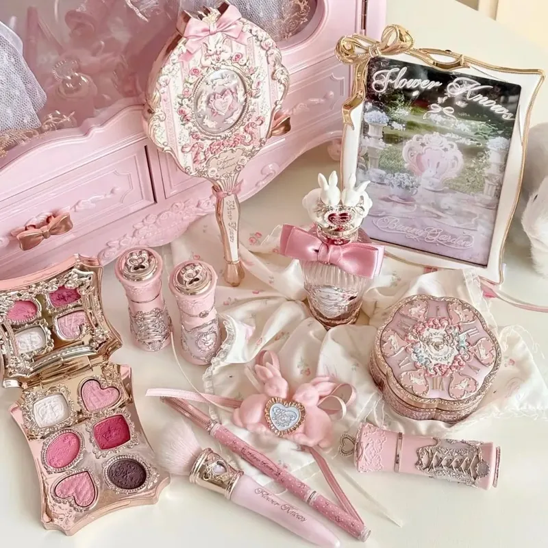 Flower Knows Bunny Garden Makeup Set - Vegan Cruelty-Free Cosmetics Box with Blush Eyeshadow Lip Gloss High-Quality Gift Set
