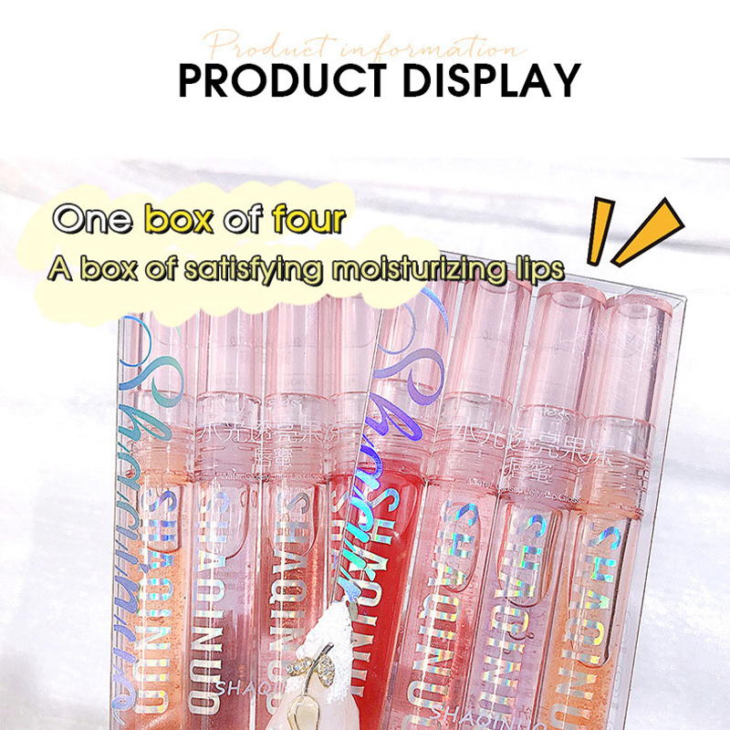 Four pack lip gloss set box water gloss jelly lip gloss moisturizing glass lips not easy to stick to cup — image 5