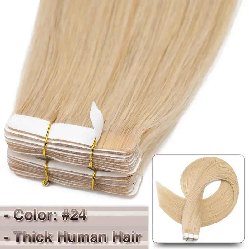 S-noilite 2.5g/pc Thick Tape In Human Hair Natural Hair Extensions Adhesive Seamless Invisible US Double Sides Replacement Tape