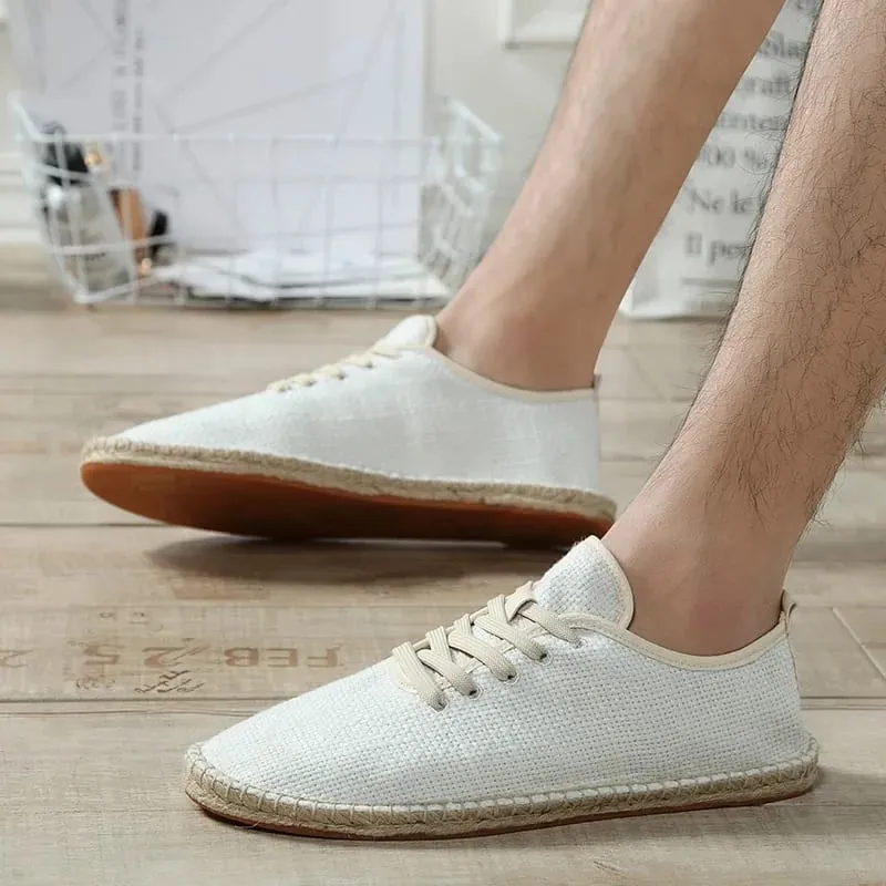 Men Shoes Summer Espadrilles Men Canvas Sneakers New Breathable Fisherman Footwear Mens Slip on Loafers Large Size 47 Sneakers — image 3