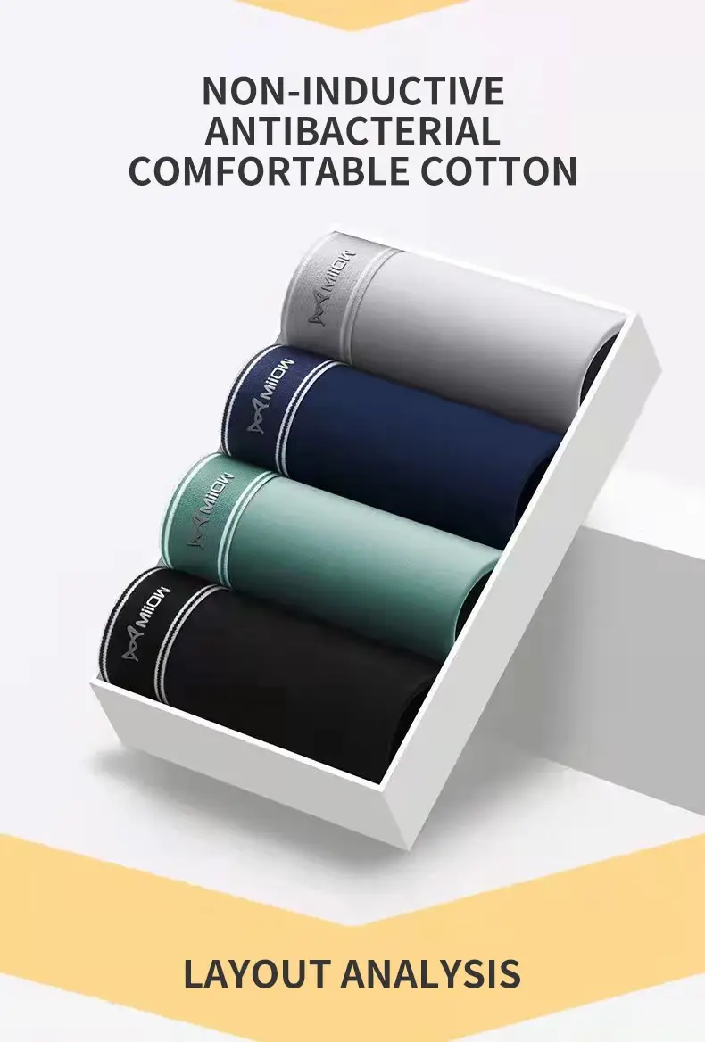 MiiOW 3Pcs Men Boxer Shorts Cotton Men's Panties Graphene Antibacterial Crotch Man Underpants Breathable Summer Men Boxer Briefs — image 2
