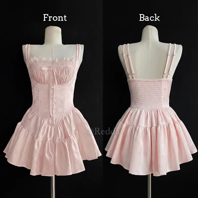 REDDACHiC Medieval Retro Satin Mini Dress & Lace Shorts Coquette Floral Corset Camisole Rompers Date Party Summer Women Clothes — image 9