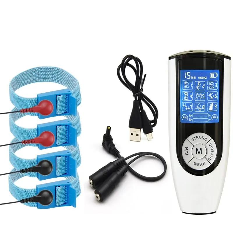 Electric Shock Conductive Fibers Penis Ring Cock Therapy Extender E-stim Massage BDSM Gay Sex Product Kit for Men Masturbation