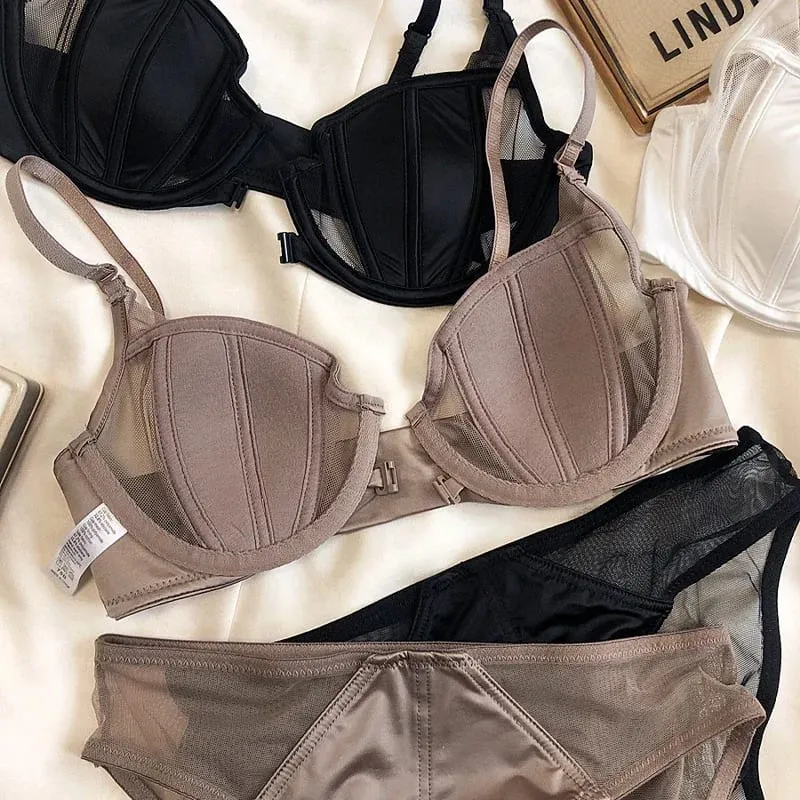 2 kusy letní tenké košíčky Dámské spodní prádlo Sexy přední spona Push Up Podprsenka Set Nastavitelný popruh Podprsenka Krásné spodní prádlo — image 3