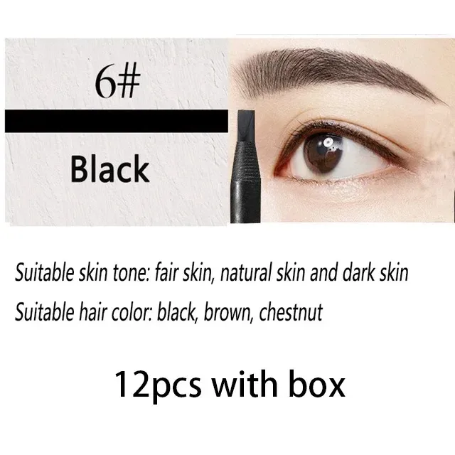 6/12PCS Eyebrow Pencil Hard Core Wholesale Makeup Pull Line Haozhuang Brand Permanent Peel off White Black Waterproof Natural — image 8