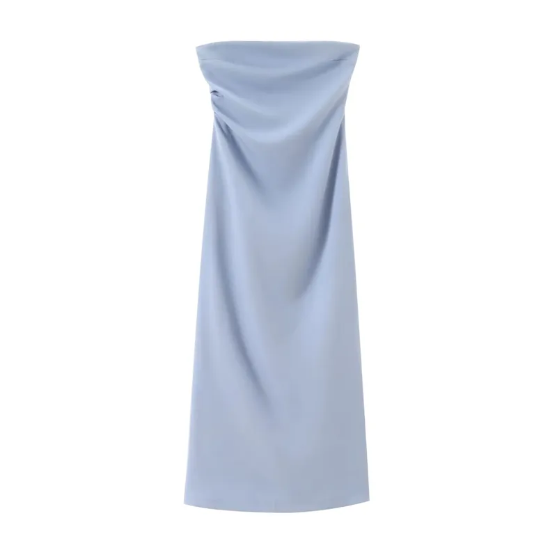 Abito moda donna estate nuovo sexy spacco posteriore con zip pieghettato senza maniche senza spalline Chic femminile francese da sera elegante — image 11