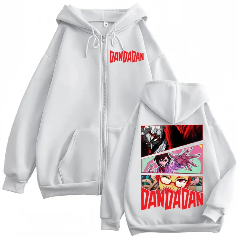 Dandadan Cartoon Graphic Zipper Hoodies Japanese Anime Style Zip Up Hooded Sweatshirts Men Women Fashion Y2k Oversized Pullovers