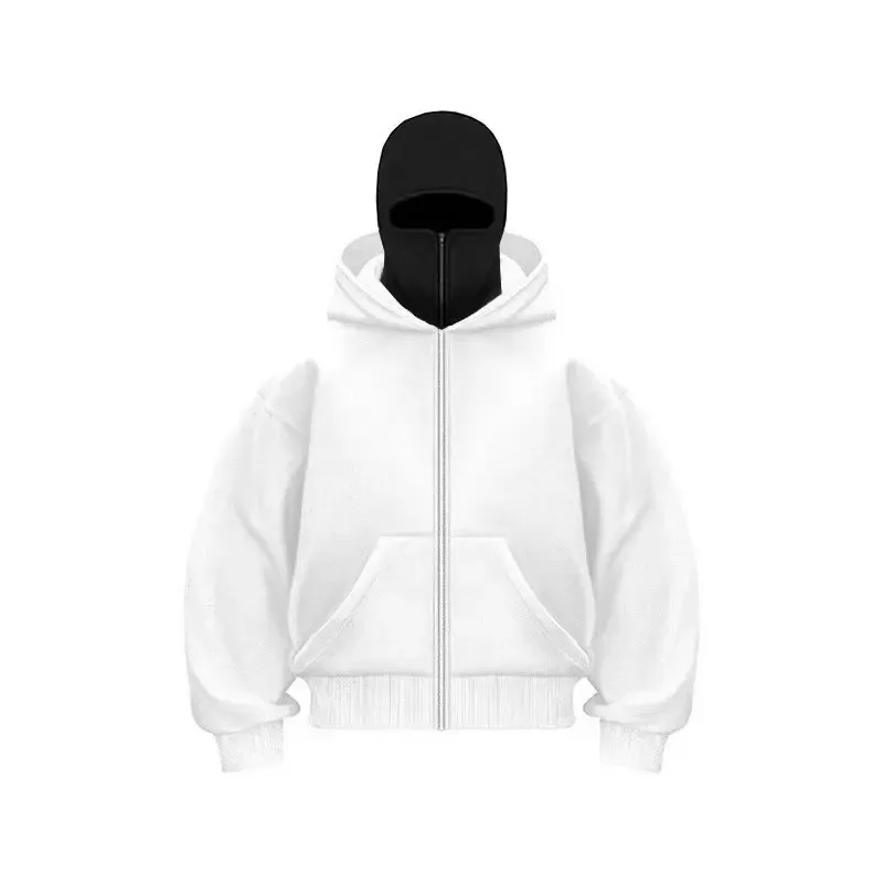 2025 Autumn Men Balaclava Y2K Gothic Harajuku Winter New Item Double Hooded Sweatshirt Men's Hooded Mask Zipper Sportswear Women — image 4