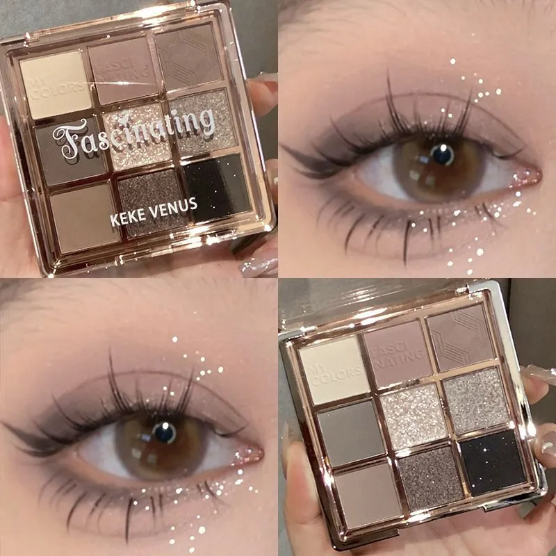 9 Colors Eyeshadow Palette Sweet Cool Girls Punk Smokey Black Grey Eye Shadow All-in-One Palette Matte Eye Contouring Eye Makeup