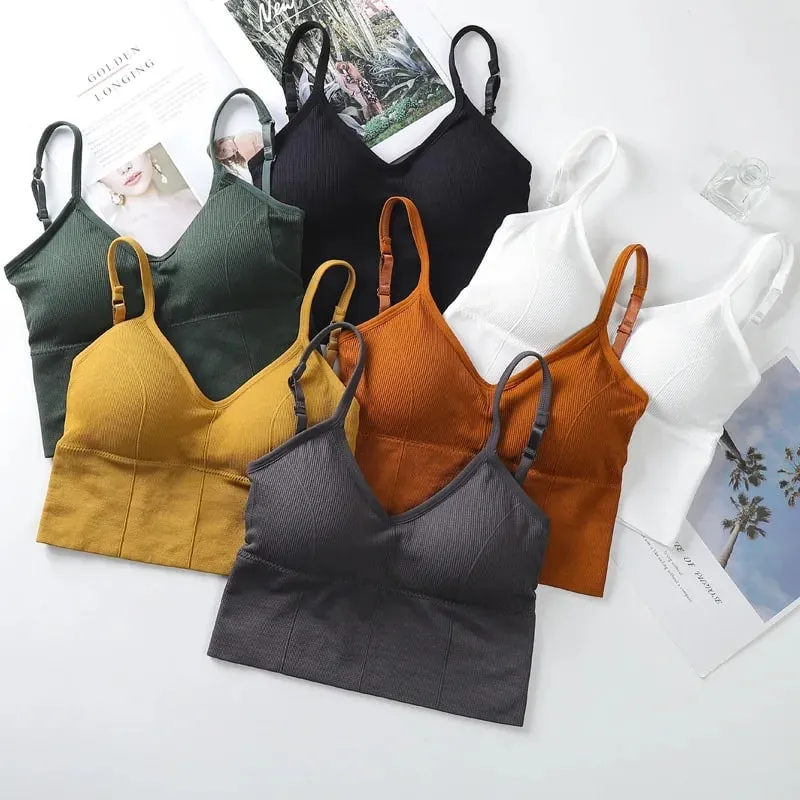 Kvinder Tank Crop Top Sømløst Undertøj Vintage Crop Top Kvinde Tanks Vest Camis Polstret U Ryg Kvinde Sexet Sport Lingeri Camisole — image 1
