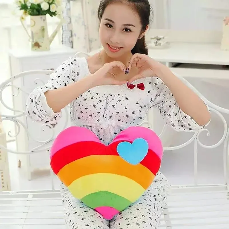 40x35cm Rainbow Heart Plush Pillow Stuffed Colorful Sweet Cushion Sofa Chair Home Decoration Halloween's Day Gift — image 4