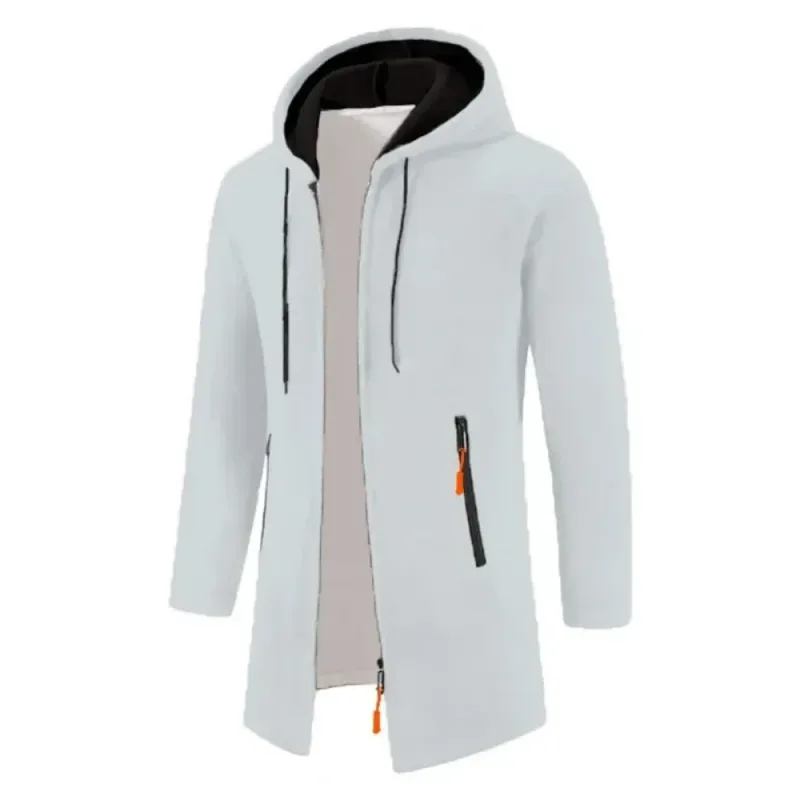 Novo masculino manga longa camisola com capuz para homens com zíper sweatshirts oversize streetwear quente cor sólida outono jaqueta com capuz — image 5