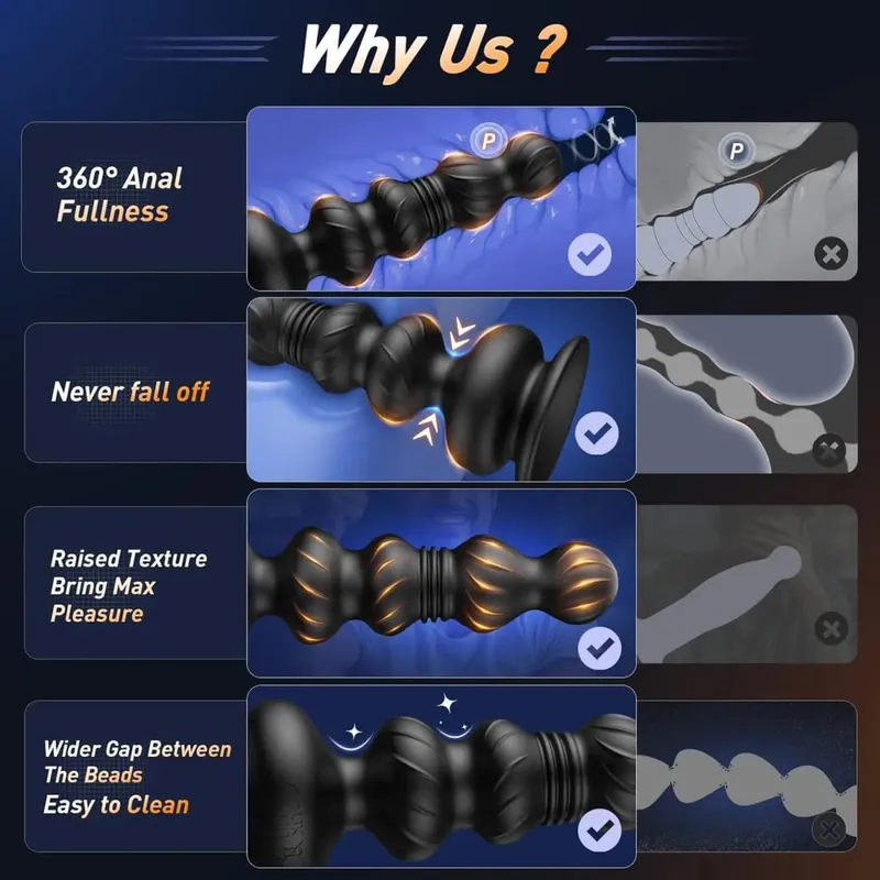 Thrusting Anal Beads Prostate Massager Anal Vibrator Toys Butt Plug Trainer Vibrating Thrusting Sex Toys for Men Women Adult — image 3