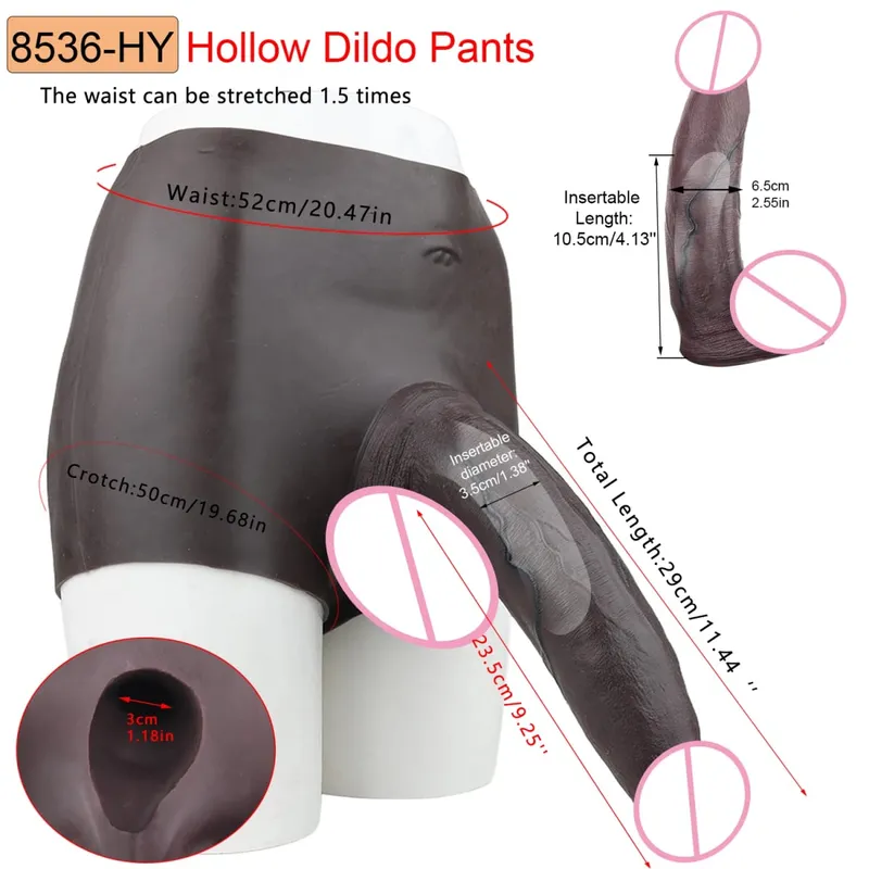 หนา Hollow Dildo ชายสายรัดขนาดใหญ่ Hollow Dildo Dick Extender ซิลิโคนสมจริงอวัยวะเพศชายขนาดใหญ่ของเล่นสำหรับคู่รัก Sex