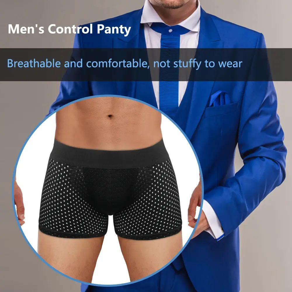Men Hip Lift Body Shaper Sponge Fake Butt Padded Boxer Briefs Hollow out Breathable Slimming Underwear Body Shaping Enhancement — image 4