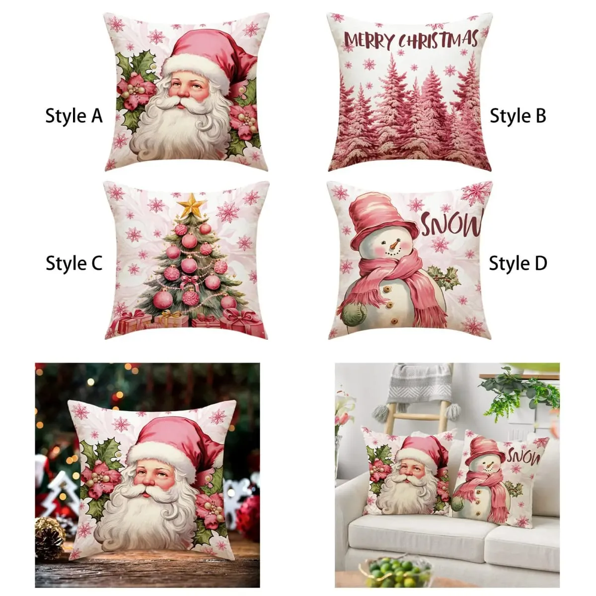 Outdoor Indoor Christmas Pillow Covers Plush Soft Cushion Case for Winter Festive Home Decoration