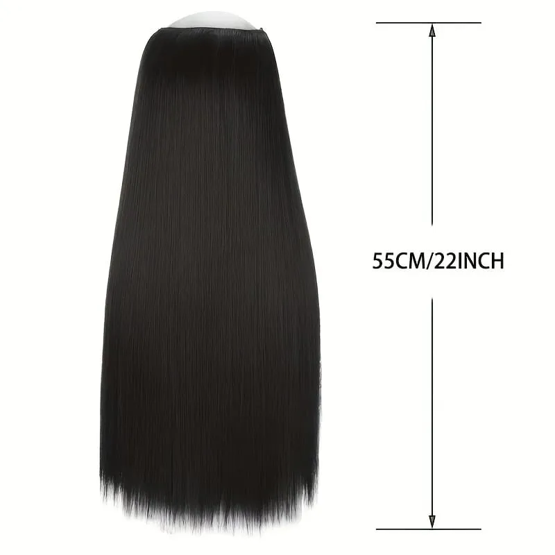 Extensões de cabelo sintético sem clipes falso ombre loira marrom preto natural cabelo reto falso peruca para mulher