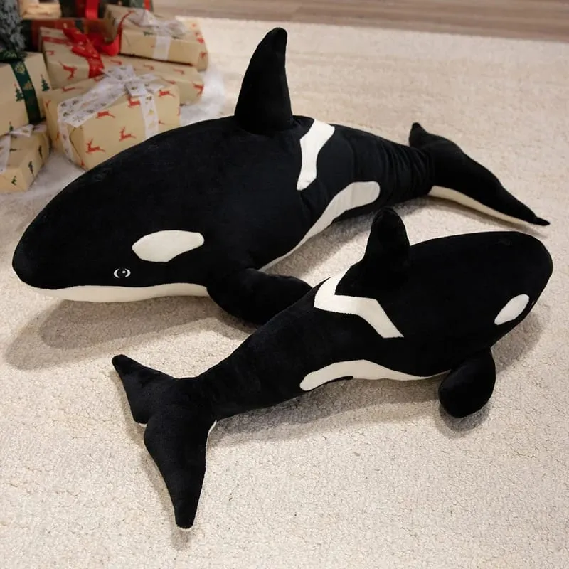 50/70cm orca baleia assassina almofada de pelúcia macio preto branco baleia lance travesseiro quarto sofá decoração oceano temático travesseiro de pelúcia presente